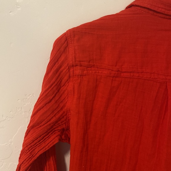 New Long-Sleeve Button-Up Red Blouse - Picture 9 of 14